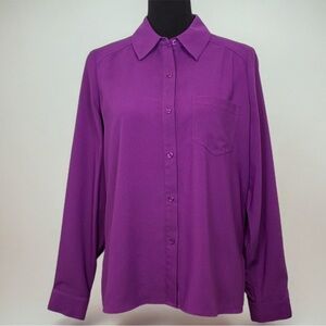ba&sh Monica Vibrant Violet Back Pleats Long Sleeve Button-Down Shirt Size S NWT